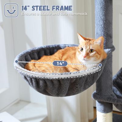 Show full view: PAWZ Road 69-in Tall Polyester Cat Tree Tower & Condo with Large Hammock, Dark Gray slide 8 of 10