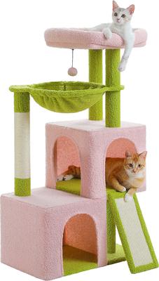 Show full view: PAWZ Road Multi-Level 41-in Polyester Cat Tree Tower with Double Condos, Large, Pink slide 2 of 9