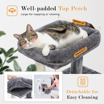Show full view: PAWZ Road Multi-Level 34-in Polyester Cat Tree Tower with Double Condos, Medium, Gray slide 4 of 8
