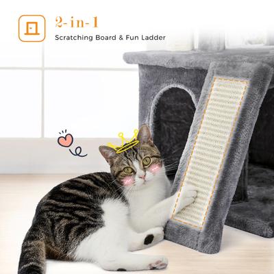 Show full view: PAWZ Road Multi-Level 34-in Polyester Cat Tree Tower with Double Condos, Medium, Gray slide 3 of 8