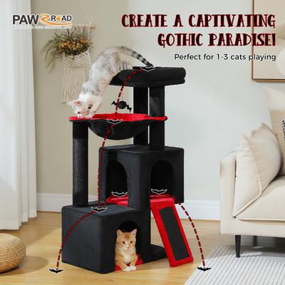 Show full view: PAWZ Road Multi-Level 41-in Polyester Gothic Cat Tree Tower with Double Condos, Black, Large slide 4 of 9