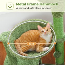 PAWZ Road 40-in Polyester Cactus Cat Tree Tower & Condo with Large Metal Carpet Hammock, Green slide 2 of 7