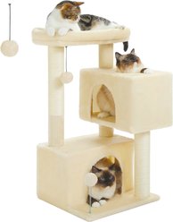 PAWZ Road Indoor 32-in Polyester Cat Tree Tower & 2 Cozy Condos, Medium, Beige