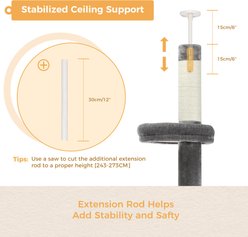 PAWZ Road 95 to 107-in Adjustable Polyester Floor-to-Ceiling Cat Tree Tower, Gray slide 2 of 8