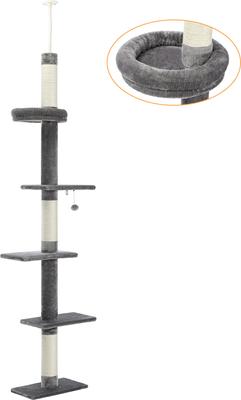 Show full view: PAWZ Road 95 to 107-in Adjustable Polyester Floor-to-Ceiling Cat Tree Tower, Gray slide 2 of 9