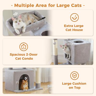 Show full view: PAWZ Road Indoor 44-in Polyester Cat Tree Tower & 2 Cozy Condos, Large, Gray slide 7 of 9