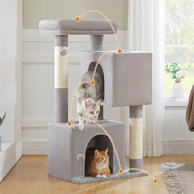 Show full view: PAWZ Road Indoor 44-in Polyester Cat Tree Tower & 2 Cozy Condos, Large, Gray slide 4 of 9