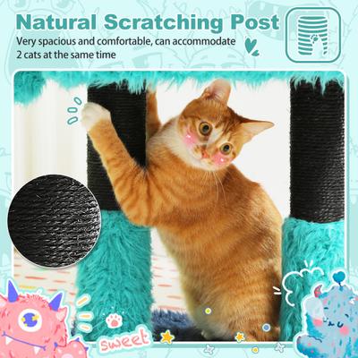 Show full view: PAWZ Road 28-in Polyester 2 in 1 Cartoon-Themed Cat Tree Tower & Condo, Blue, Small slide 7 of 9