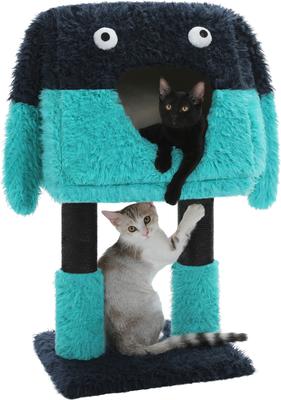 Show full view: PAWZ Road 28-in Polyester 2 in 1 Cartoon-Themed Cat Tree Tower & Condo, Blue, Small slide 2 of 9