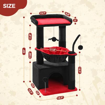 Show full view: PAWZ Road Indoor 33-in Polyester Cat Tree Gothic Tower with Large Condo, Black slide 4 of 11