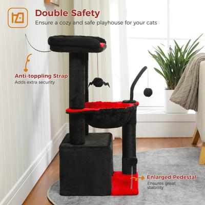 Show full view: PAWZ Road Indoor 33-in Polyester Cat Tree Gothic Tower with Large Condo, Black slide 5 of 11