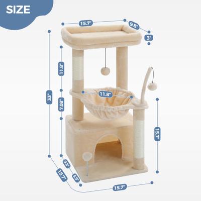 Show full view: PAWZ Road Indoor 33-in Polyester Cat Tree Tower with Large Condo, Beige slide 3 of 12
