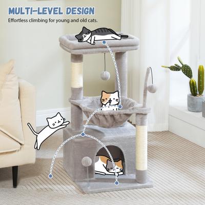 Show full view: PAWZ Road Indoor 33-in Polyester Cat Tree Tower with Large Condo, Gray slide 3 of 11