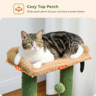 Show full view: PAWZ Road Indoor 33-in Polyester Cat Tree Tower with Large Condo, Cactus Green slide 5 of 11