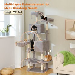 PAWZ Road 70.8-in Polyester Tall Cat Tree & 2 Condos, Hammock, Large, Gray slide 2 of 8