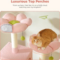 PAWZ Road 70.8-in Polyester Tall Cat Tree & 2 Condos, Hammock, Large, Pink slide 2 of 8
