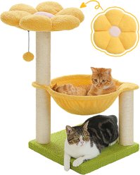 PAWZ Road 28-in Polyester Cat Tree Tower with Sisal Scratching Posts, Small, Yellow