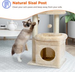 PAWZ Road 26.8-in Polyester Cat Tree Tower & Condo, Large Perch, Beige, Small slide 2 of 8