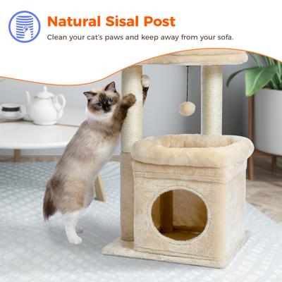 Show full view: PAWZ Road 26.8-in Polyester Cat Tree Tower & Condo, Large Perch, Beige, Small slide 8 of 11