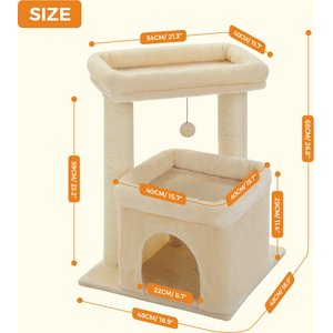 PAWZ Road 26.8-in Polyester Cat Tree Tower & Condo, Large Perch, Beige, Medium