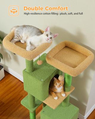 Show full view: PAWZ Road Indoor 52.4-in Polyester Tall Cat Tree Tower & 2 Condos, Green slide 3 of 7