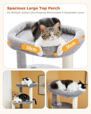 Show full view: PAWZ Road Indoor 61-in Tall Polyester Cat Tree Tower, Large, Gray slide 4 of 10