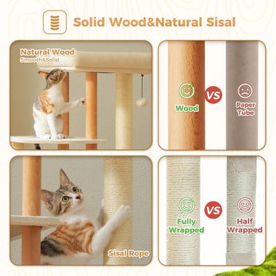 Show full view: PAWZ Road 53-in Polyester Wood Cat Tree & Large Perch, Condo, Medium, Beige slide 7 of 8