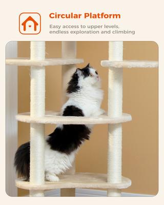 Show full view: PAWZ Road Indoor 61-in Tall Polyester Cat Tree Tower, Large, Beige slide 7 of 10