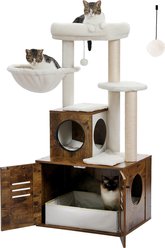 PAWZ Road 50-in Polyester Cat Tree with Litter Box Enclosure & 2 Condos, Brown