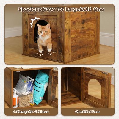 Show full view: PAWZ Road 57.5-in Polyester Wood Cat Tree Tower with Litter Box Enclosure & 2 Condos, Medium, Brown slide 4 of 9