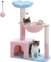 PAWZ Road 35-in Polyester Flower Cat Tree with Large Metal Hammock & Condo, Small, Pink