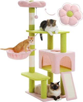 Show full view: PAWZ Road 47.2-in Polyester Flower Cat Tree with Large Metal Hammock & Condo, Medium, Green slide 9 of 10