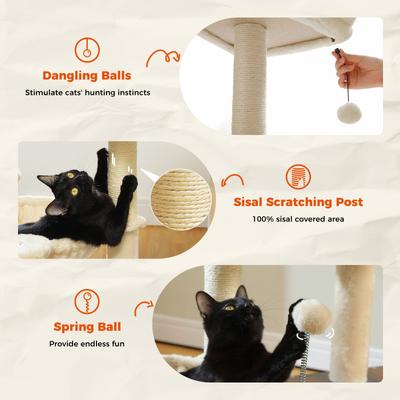 Show full view: PAWZ Road Indoor 43-in Polyester Modern Cat Tree Tower & Condo, Brown slide 6 of 9