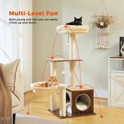 Show full view: PAWZ Road Indoor 43-in Polyester Modern Cat Tree Tower & Condo, Brown slide 4 of 9
