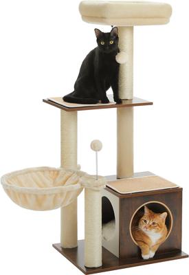 Show full view: PAWZ Road Indoor 43-in Polyester Modern Cat Tree Tower & Condo, Brown slide 3 of 9