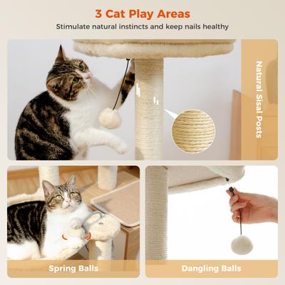 Show full view: PAWZ Road Indoor 43-in Polyester Modern Cat Tree Tower & Condo, Brown slide 7 of 9