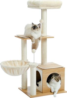 Show full view: PAWZ Road Indoor 43-in Polyester Modern Cat Tree Tower & Condo, Beige slide 2 of 8