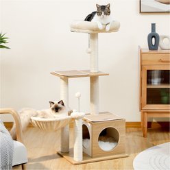 PAWZ Road Indoor 43-in Polyester Modern Cat Tree Tower & Condo, Beige