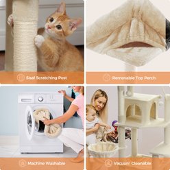 PAWZ Road 69-in Tall Polyester Cat Tree Tower & Condo with Large Hammock, Beige slide 2 of 8