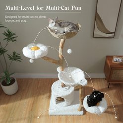 PAWZ Road Indoor 59-in Polyester Wood Cat Tree & Condo with Large Basket, White slide 2 of 9