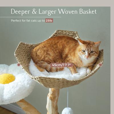 Show full view: PAWZ Road Indoor 59-in Polyester Wood Cat Tree & Condo with Large Basket, White slide 5 of 10