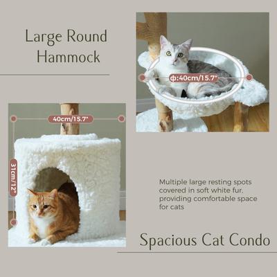 Show full view: PAWZ Road Indoor 59-in Polyester Wood Cat Tree & Condo with Large Basket, White slide 4 of 10