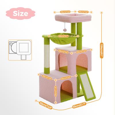 Show full view: PAWZ Road Multi-Level 41-in Polyester Cat Tree Tower with Double Condos, Large, Pink slide 3 of 9