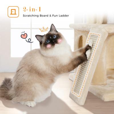 Show full view: PAWZ Road Multi-Level 34-in Polyester Cat Tree Tower with Double Condos, Medium, Beige slide 6 of 8