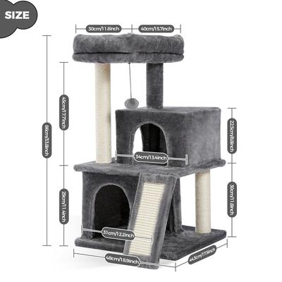 Show full view: PAWZ Road Multi-Level 34-in Polyester Cat Tree Tower with Double Condos, Medium, Gray slide 2 of 8