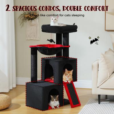 Show full view: PAWZ Road Multi-Level 41-in Polyester Gothic Cat Tree Tower with Double Condos, Black, Large slide 7 of 9