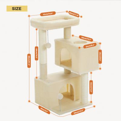 Show full view: PAWZ Road Indoor 32-in Polyester Cat Tree Tower & 2 Cozy Condos, Medium, Beige slide 2 of 8