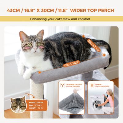Show full view: PAWZ Road Indoor 32-in Polyester Cat Tree Tower & 2 Cozy Condos, Medium, Gray slide 5 of 8