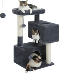 PAWZ Road Indoor 32-in Polyester Cat Tree Tower & 2 Cozy Condos, Medium, Dark Gray