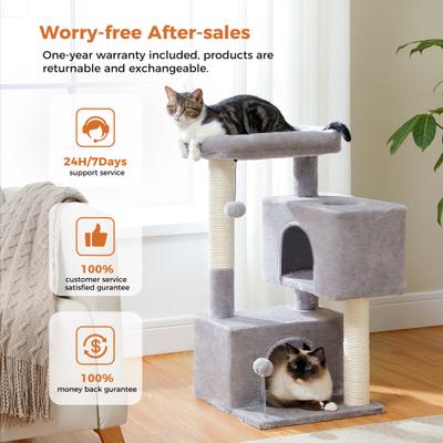 Show full view: PAWZ Road Indoor 32-in Polyester Cat Tree Tower & 2 Cozy Condos, Medium, Gray slide 4 of 8